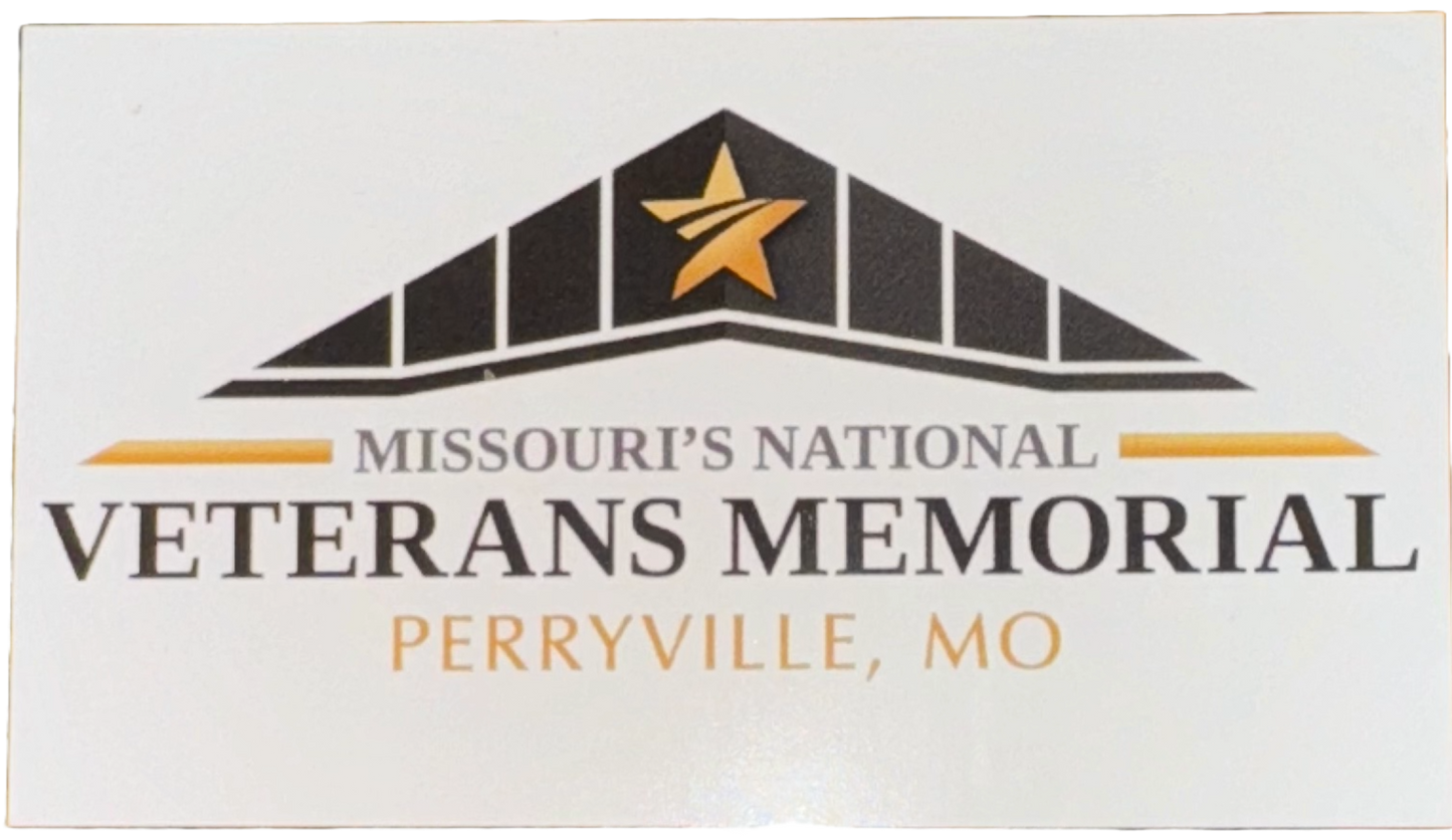 White background magnet featuring Missouri's National Veterans Memorial (MNVM) logo