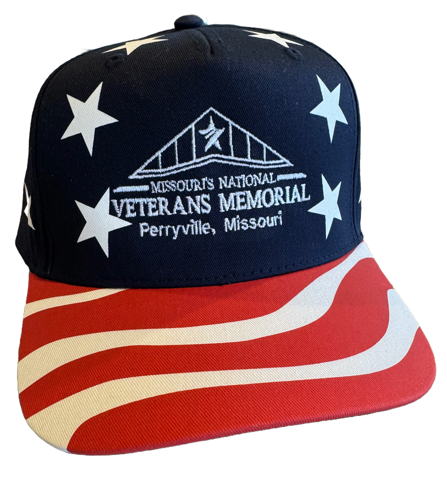 USA Flag hat with a white MNVM logo on front