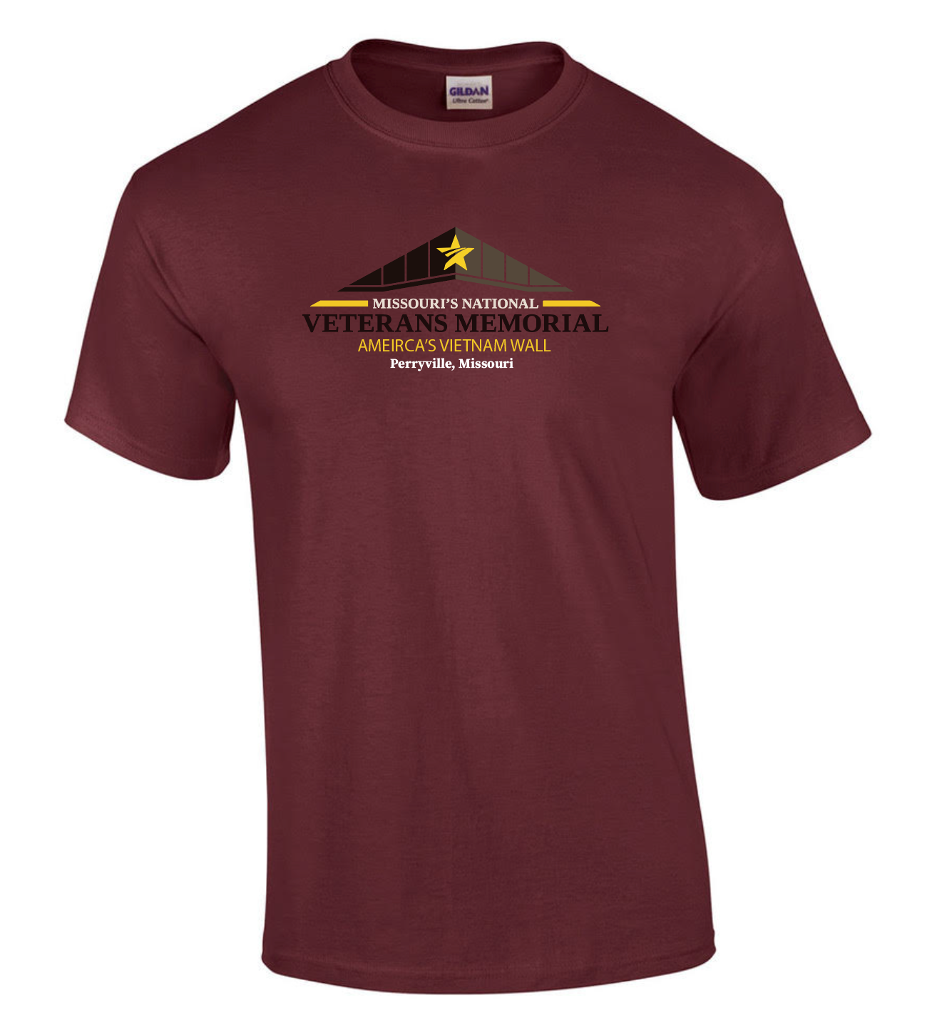 Maroon MNVM Logo T-Shirt featuring Missouri's National Veterans Memorial Logo