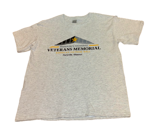 Child's MNVM Logo T-Shirt gray color featuring Missouri's National Veterans Memorial logo